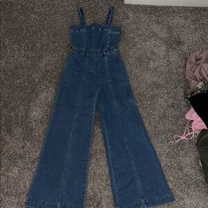 Stylish Blue Denim Wide Leg Jumpsuit